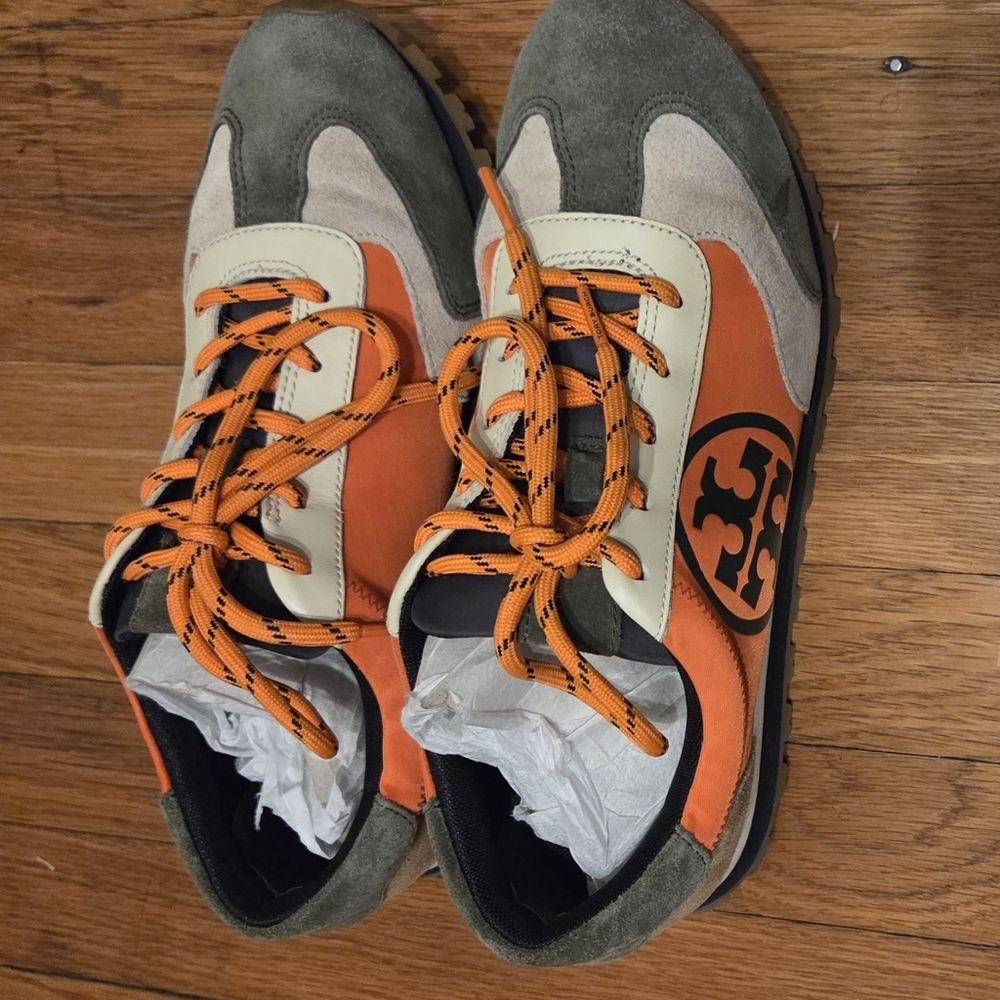 Tory Burch Orange and Cream Sneakers 9.5